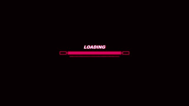 Futuristic pink neon loading progress bar with scrolling binary data numbers on a minimalist black background.