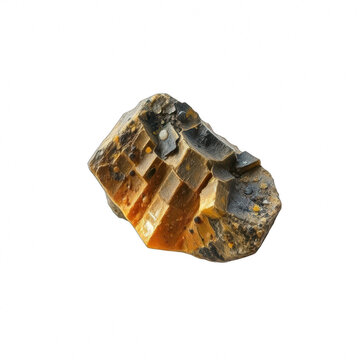 Natural raw flint stone specimen isolated on black background