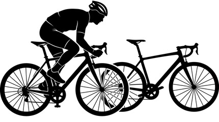 Fototapeta premium Cycling silhouette, bicycle icon, bike rider, cycling sports, athletic vector isolated on Transparent Background