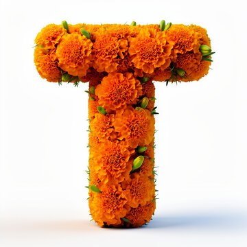 Letra T, flores, cempasuchil, dia de muertos, mexico, agua, marco, flor, arcen, vector, floral, decoraciones, hojas, designio, navida, corona, ilustraci&oacute;n, naturaleza, cardar, arte, verano, f&aacute;brica, p