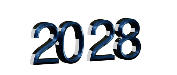 2028 new year celebration on a white background, perfect for designs and greetings. © vegefox.com
