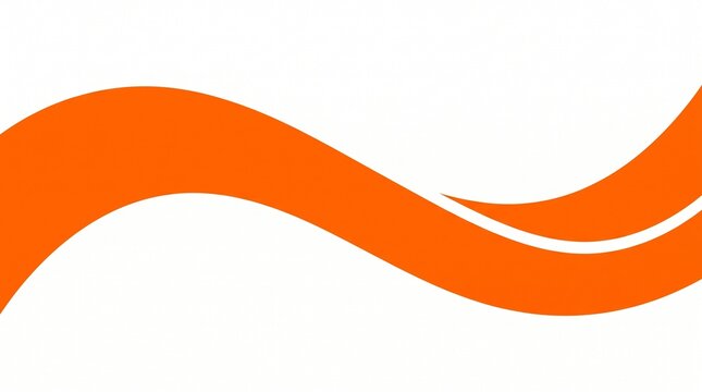 Vibrant orange abstract wave divider on white background with resource graphic element minimal design motion energy simple shape curve with swirl