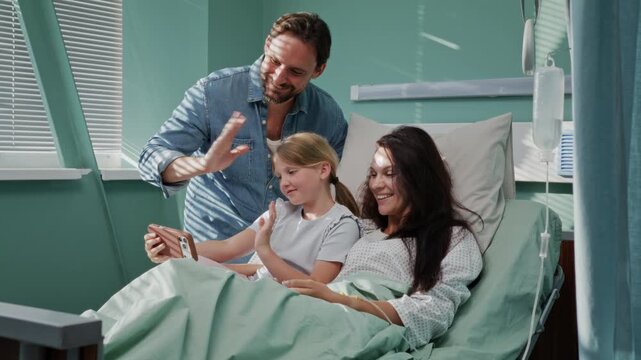 Father joins daughter and mother for cheerful call from hospital