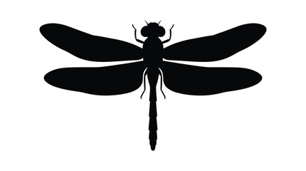 Dragonfly Silhouette Against A White Background Black Shape Illustration © Redwen Studio