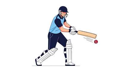 Fototapeta premium Professional Cricket Player Hitting Ball with Wooden Bat Wearing Helmet and Pads for Sports Competition