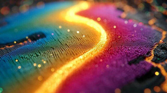 Epic abstract digital data topography background for tech innovation story. Dynamic glowing macro network concept brings futuristic cyber stream to ai presentation video