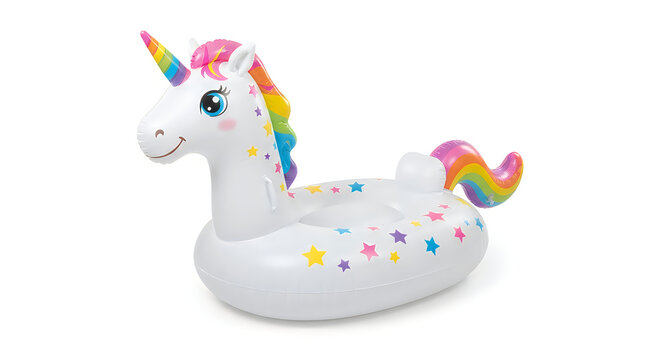 Inflatable unicorn pool float for kids summer water play illustration