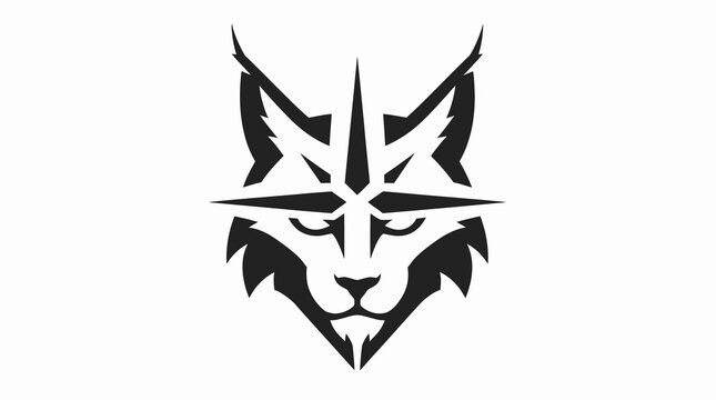 Stylized Black and White Wolf Head Logo Design.