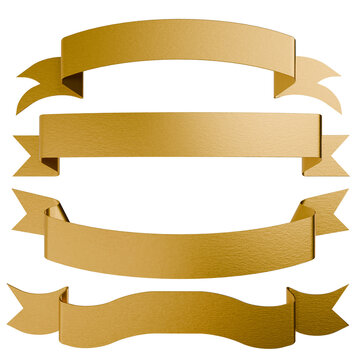 3d render gold ribbon banners with a metallic texture, perfect for luxury branding, anniversary celebrations, and award certificate designs