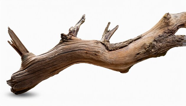 Broken Tree Branches With Detached Bark Rustic Wood Branch Weathered Driftwood Log Isolated