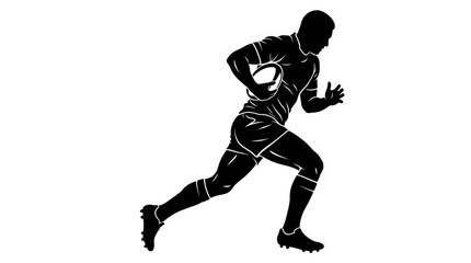 Fototapeta premium Soccer Rugby player, sports icon, athletic silhouette, black vector isolated on Transparent Background Vactor EPS