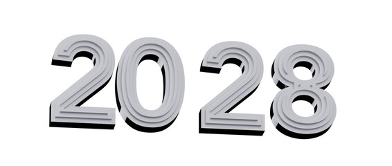 2028 year in stylized layered number design. Perfect for new year greetings, announcements, or futur © vegefox.com