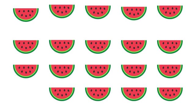Minimalist Watermelon Slice Pattern on White Background Animation