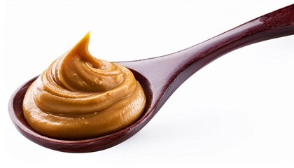 Fototapeta premium Spoon Of Peanut Butter Isolated On White Background