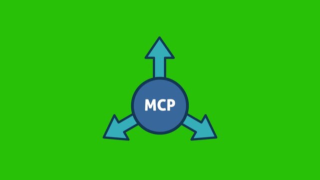 MCP central hub diagram with three directional arrows on chroma key green screen background