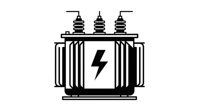 Electric transformer icon with lightning symbol.