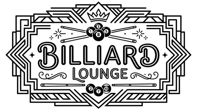 Vintage billiard lounge logo design.