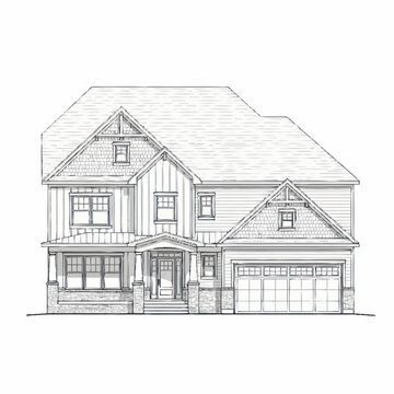 Modern Two Story House Architectural Blueprint Drawing.