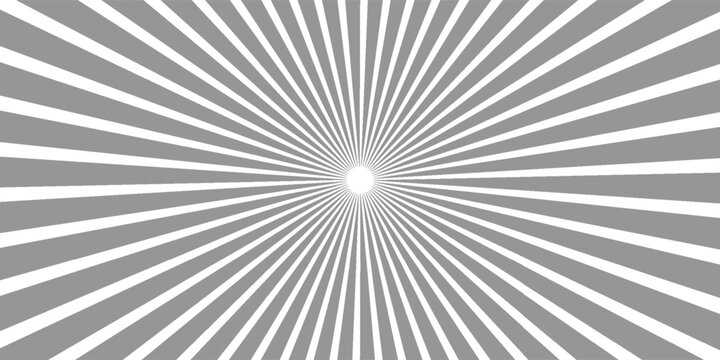 Ray sun light. Sunburst background. Radial circle line. Pattern starburst. Comic beam lines. Sun effect rays. Abstract firework. Concentration stripe. Cartoons lightning style. Vector illustration