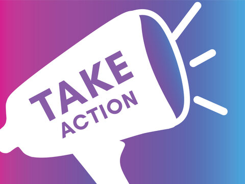 Take action banner megaphone illustration editable. vector for business, promotion service template.