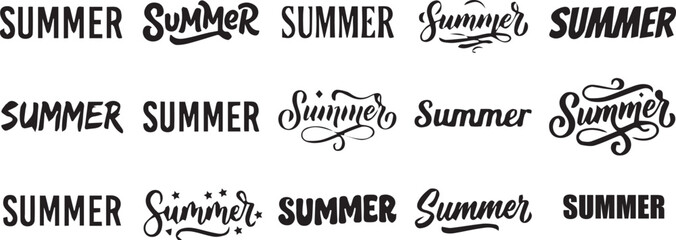 Obraz premium Summer Season Typographic Calligraphy Vector Logo Design Set