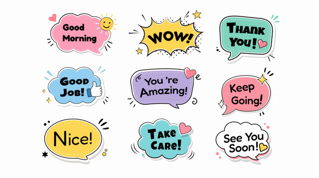 Colorful Sale Labels and Discount Tags Vector Set with Speech Bubbles Badges Stickers Banners and Vintage Comic Style Promotional Design Elements Colle