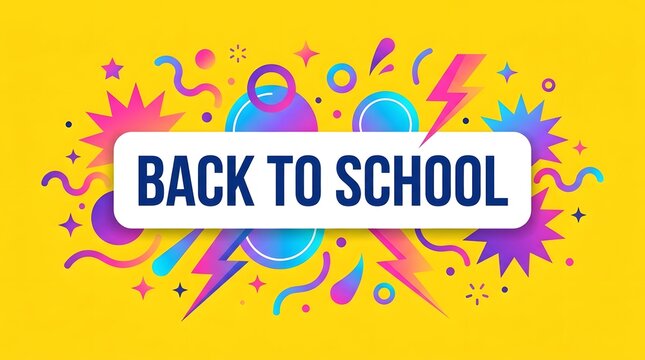 Bright back to school banner colorful abstract design with text for education and learning promotions