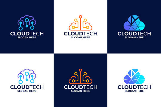 Cloud hosting logo design collections