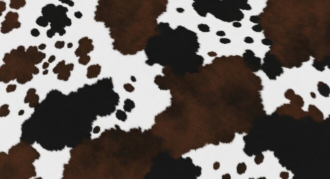 A digital image displays a repeating pattern of brown and white spots resembling a cow's hide. The pattern is textured and slightly blurred, creating a rustic and organic feel.