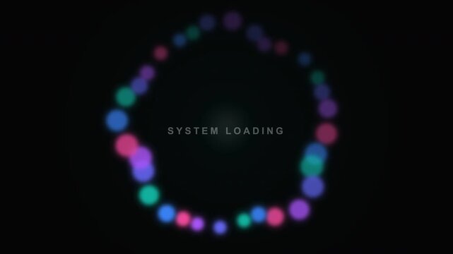 Abstract Loading Circle Animation with Bokeh Lights and System Loading Text