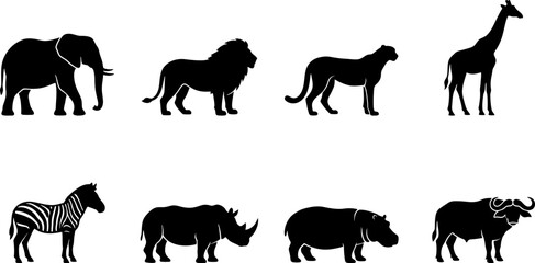 African Safari Animal Silhouette Icon Set © MstSume