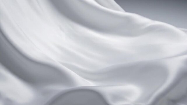 Abstract background of flowing white silk fabric moving in soft waves and light