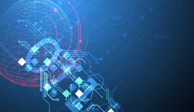 Technological vector background with colored spheres.