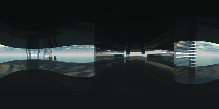 Environment map. HDRI map. Equirectangular projection. Spherical panorama. Abstract background, Room, 3d rendering
