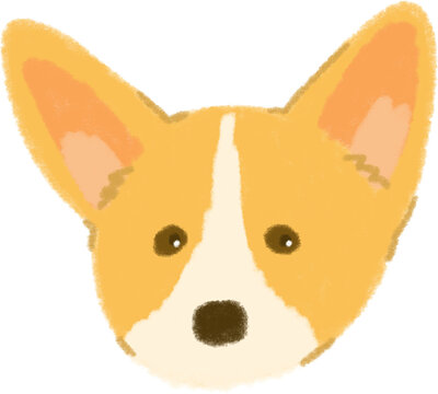 Cute Welsh Corgi Dog Face Cartoon Clipart