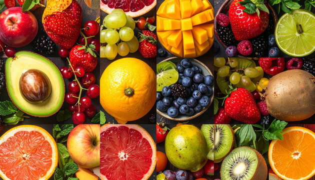 Colorful Fresh Fruits Collection