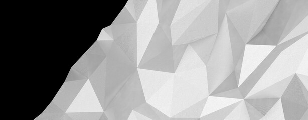 Monochromatic abstract geometric design featuring multifaceted shapes with intricate textures on a b © vegefox.com
