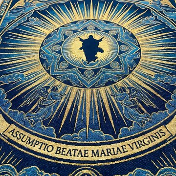 assumption of mary gold blue icon
