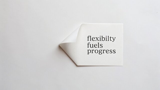 Flexibility Fuels Progress Inspirational Quote on Paper with Corner Folded in Minimalist Design for Motivational Themes