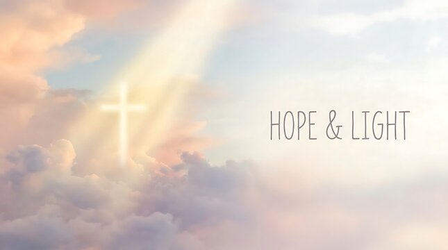 hope and light shining through clouds with cross