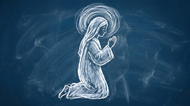 mary in prayer with halo