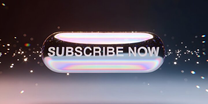 Neon glass button with particles flowing.