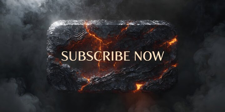 Molten lava stone button subscribe text.