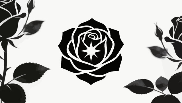 Elegant Black Rose with Star Center Design.