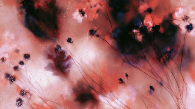 Abstract red floral desktop wallpaper with dreamy soft focus