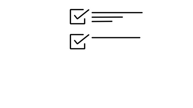  Task Completion and Error Concept .document error and right checklist with a cross mark on a white screen background . 4K Retro Motion Graphic Loop.