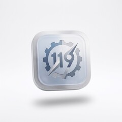 Obraz premium Silver number 119 industrial gear and lightning icon