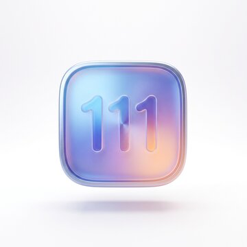 Holographic iridescent number 111 button icon