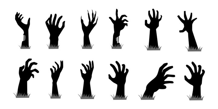 Set of black zombie's hands for Halloween elements vector illustration