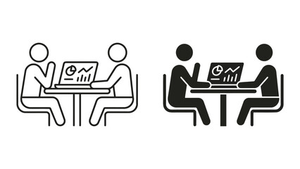 Fototapeta premium Business team meeting with laptop data analysis icon analysis business